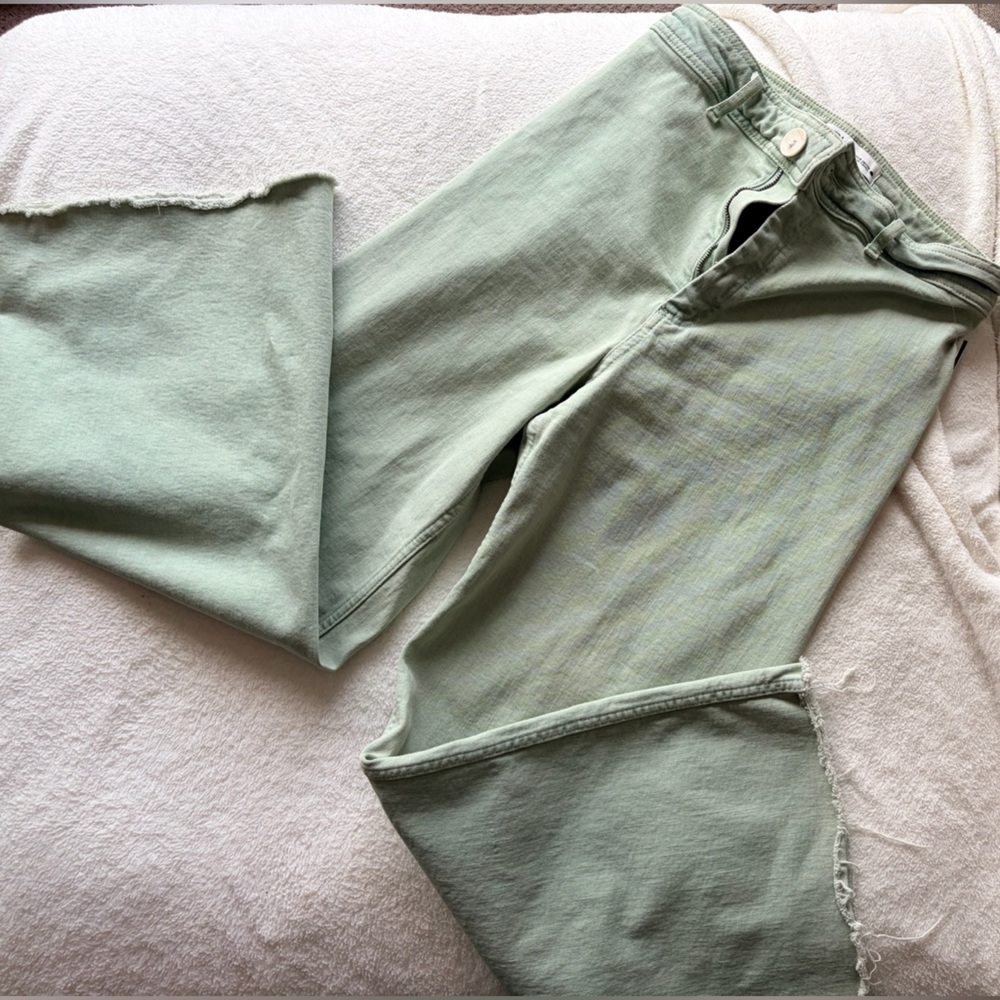 Zara Light Mint Green Wide Leg Jeans